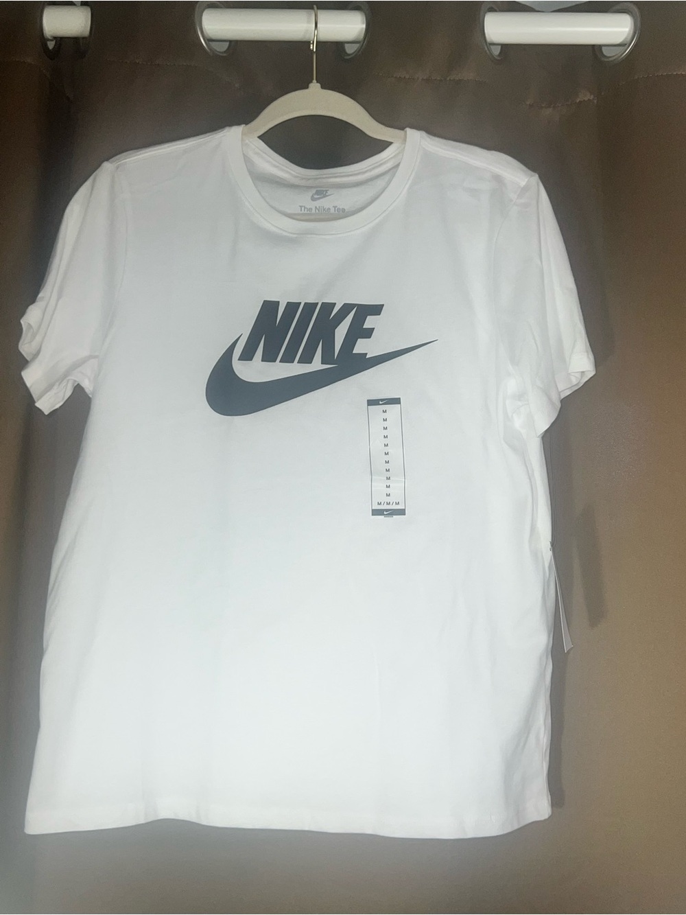 Nike White Short-Sleeve Tee with Black Swoosh Logo